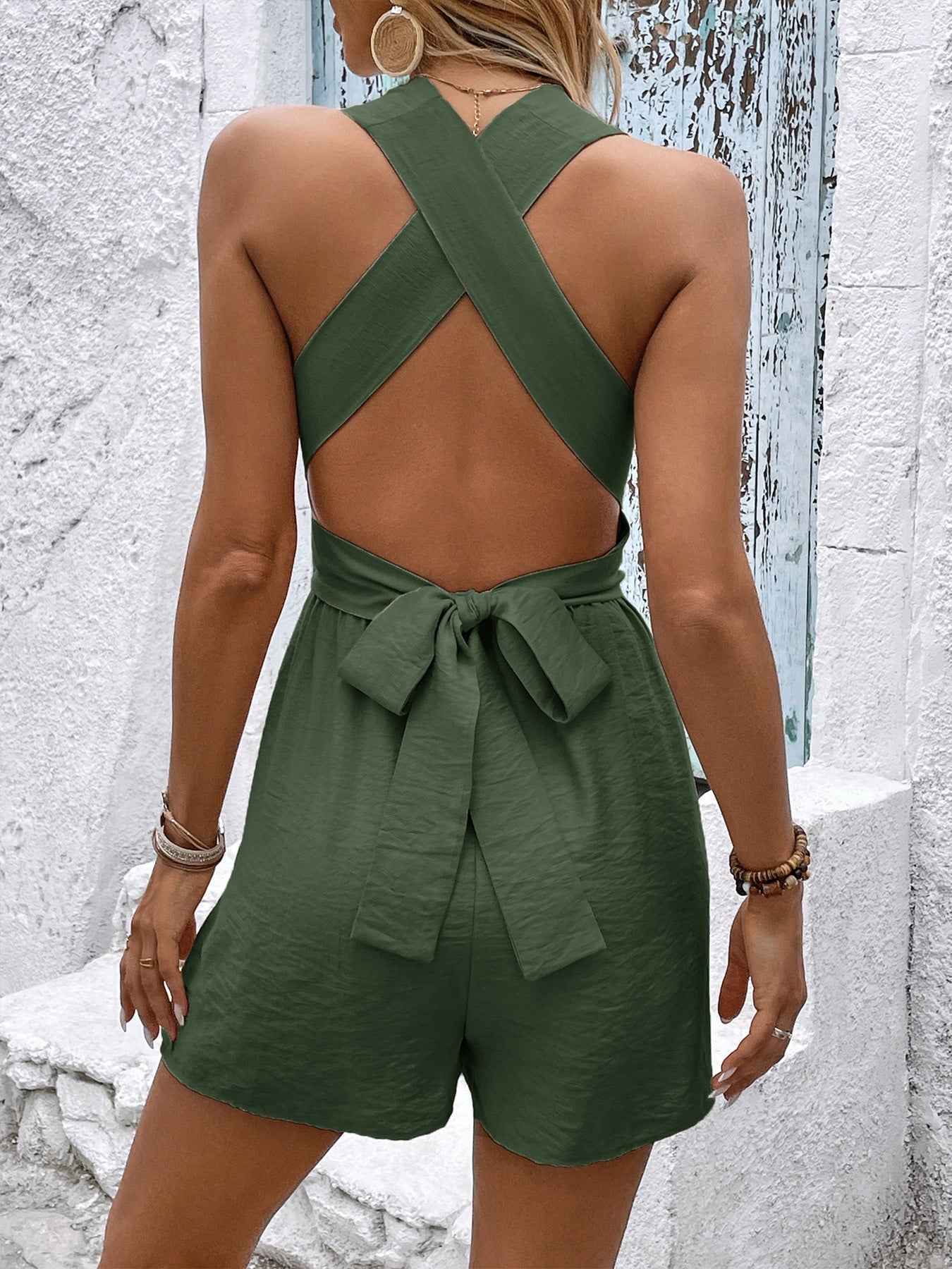 TEEK - Crisscross Back Sleeveless Romper JUMPSUIT TEEK Trend
