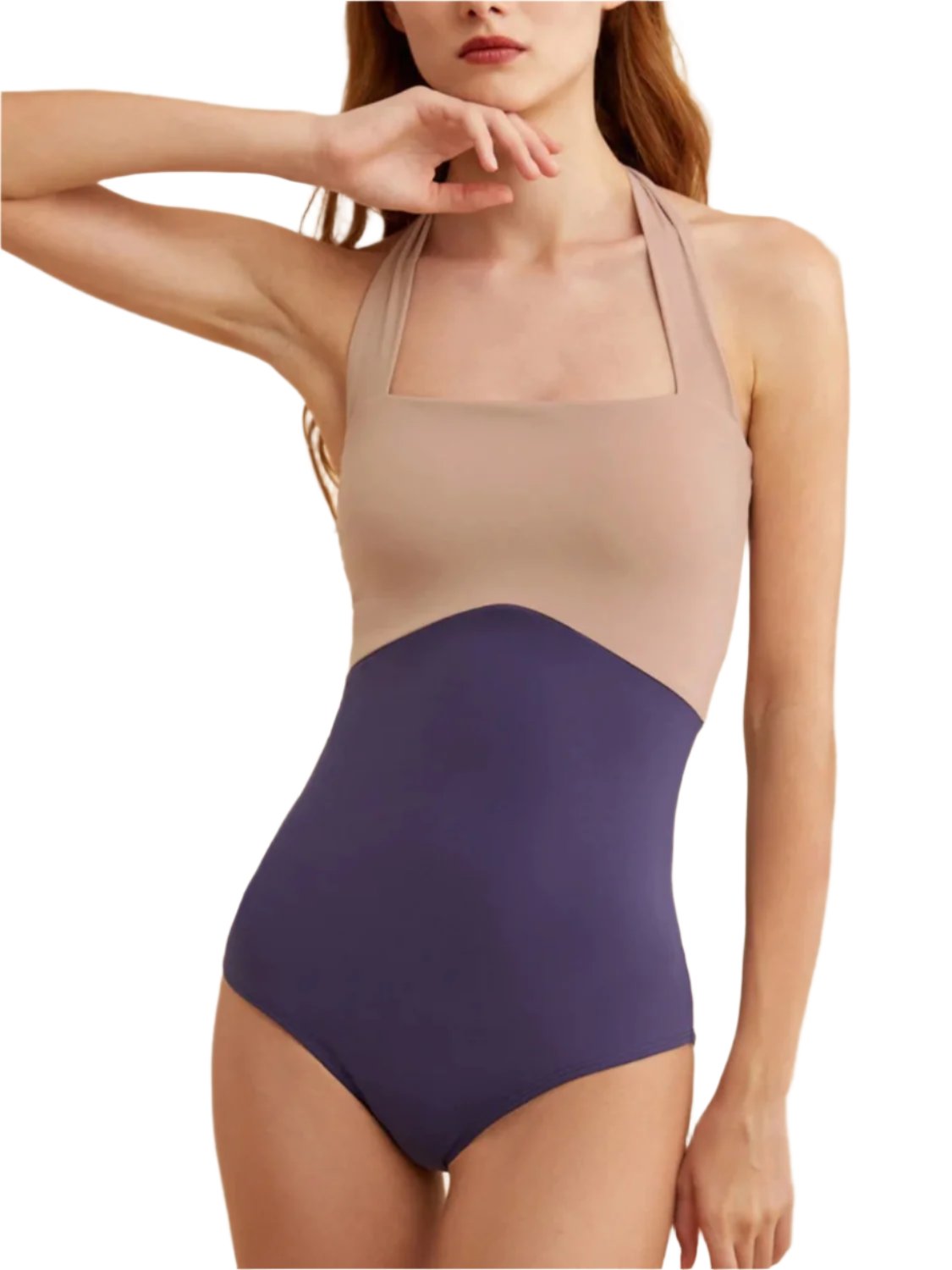 TEEK - Contrast Color Halter Neck Swimsuit SWIMWEAR TEEK Trend Violet S 