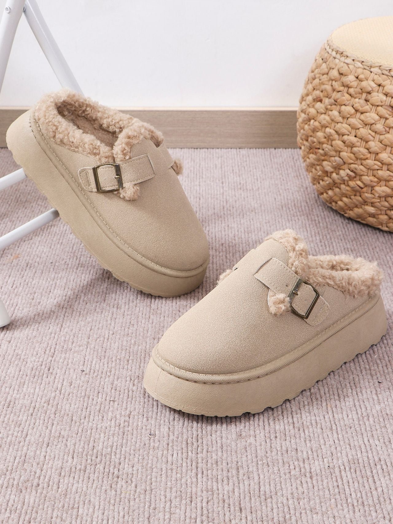 TEEK - Thermal Fuzzy Buckle Platform Slippers SHOES TEEK Trend