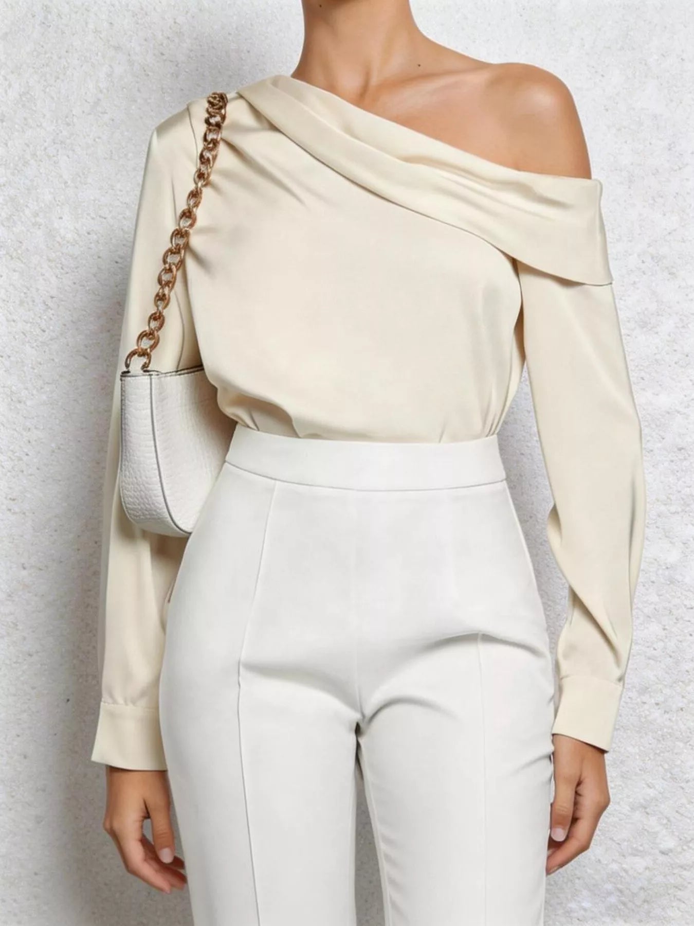 One-Shoulder Long Sleeve Blouse Trendsi