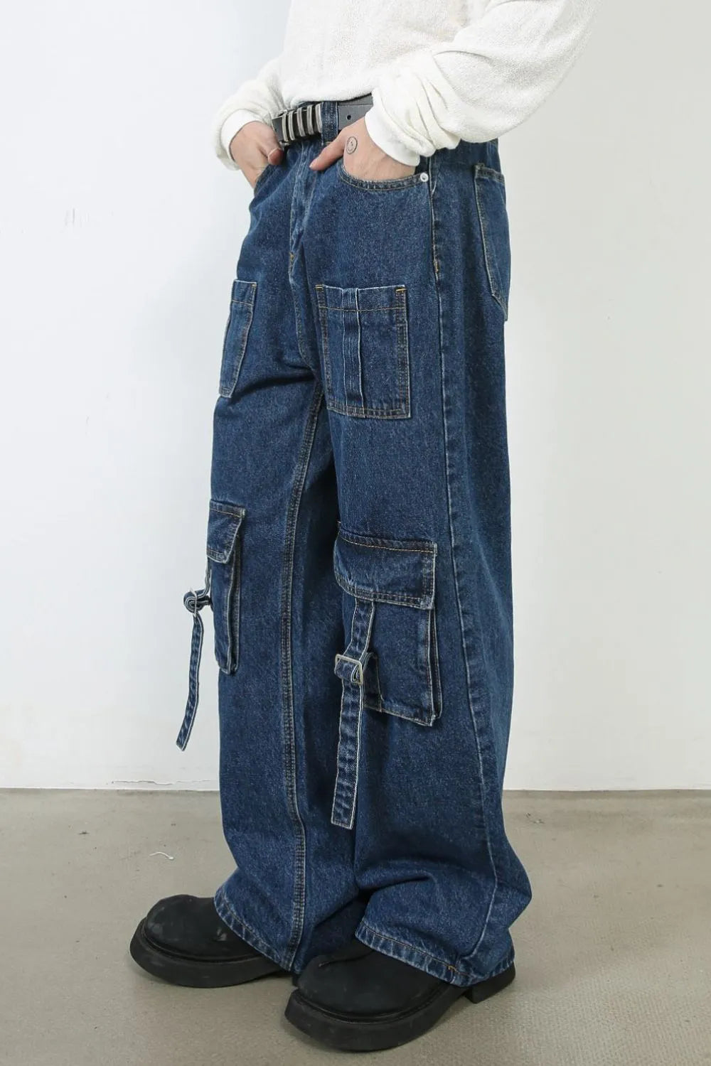 TEEK - Mens Mid Rise Cargo Pockets Jeans JEANS TEEK Trend