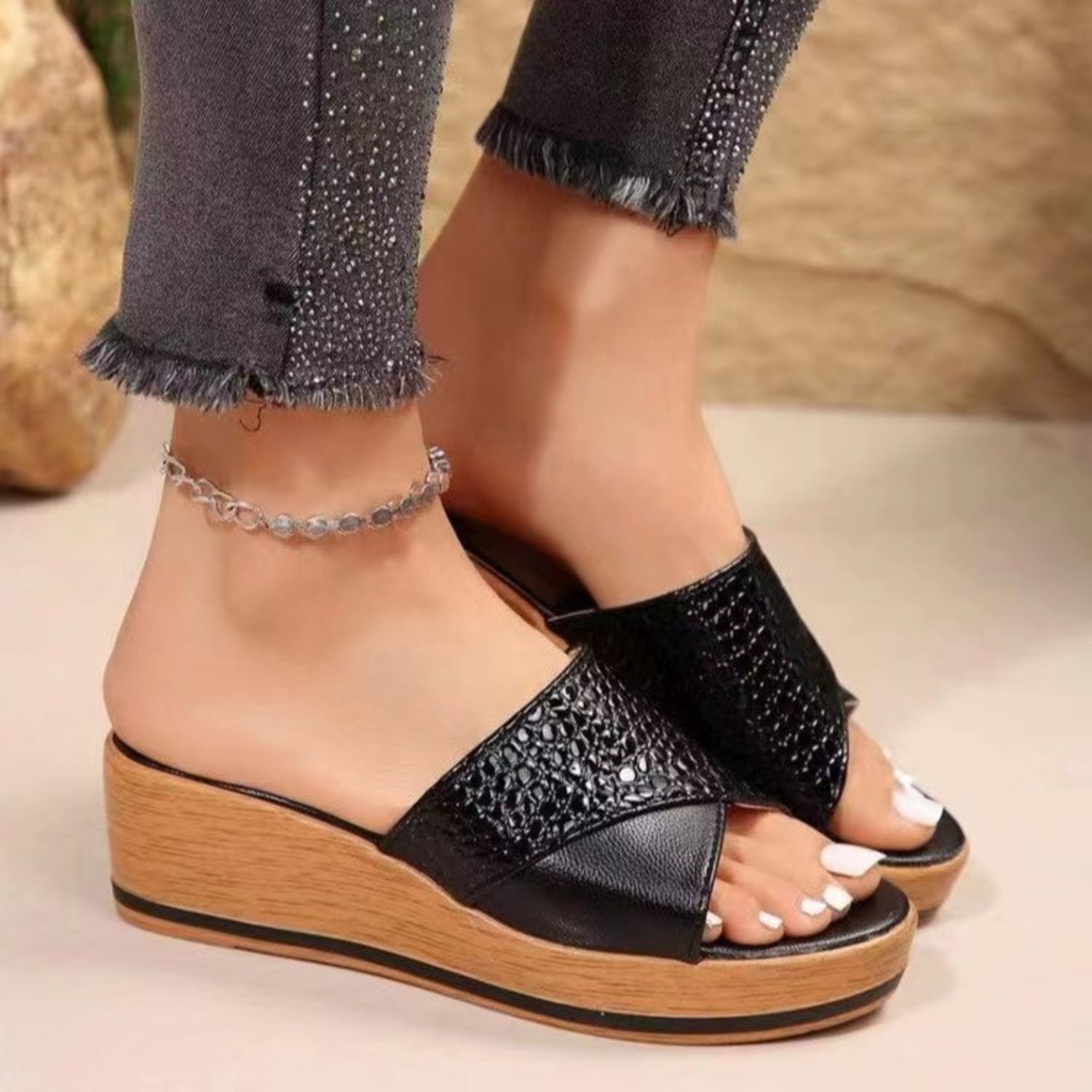 TEEK - PU Leather Open Toe Sandals SHOES TEEK Trend   