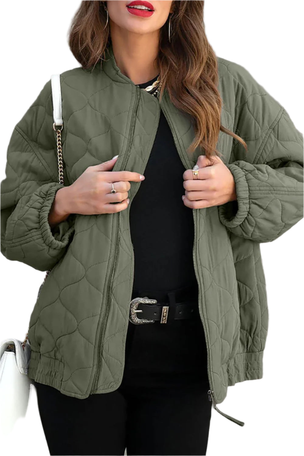 TEEK - Sage Zip Up Drop Shoulder Long Sleeve Puffer Jacket JACKET TEEK Trend M