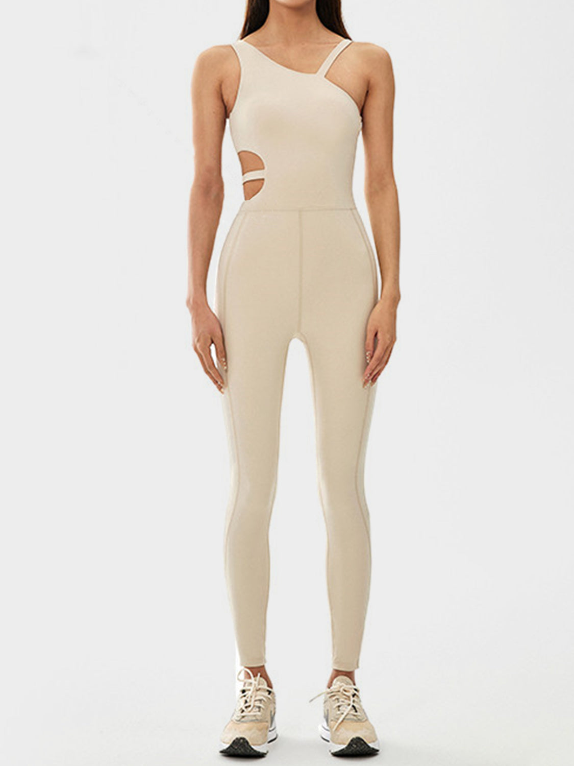 TEEK - Peeped Asymmetrical Neck Active Jumpsuit JUMPSUIT TEEK Trend   