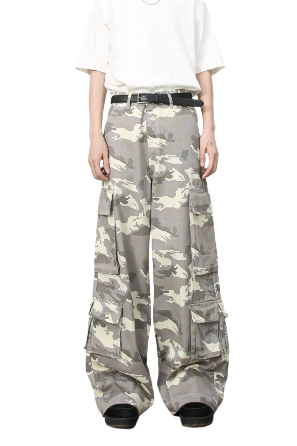 TEEK - Mens Grey Camouflage Wide Leg Cargo Jeans JEANS TEEK Trend S