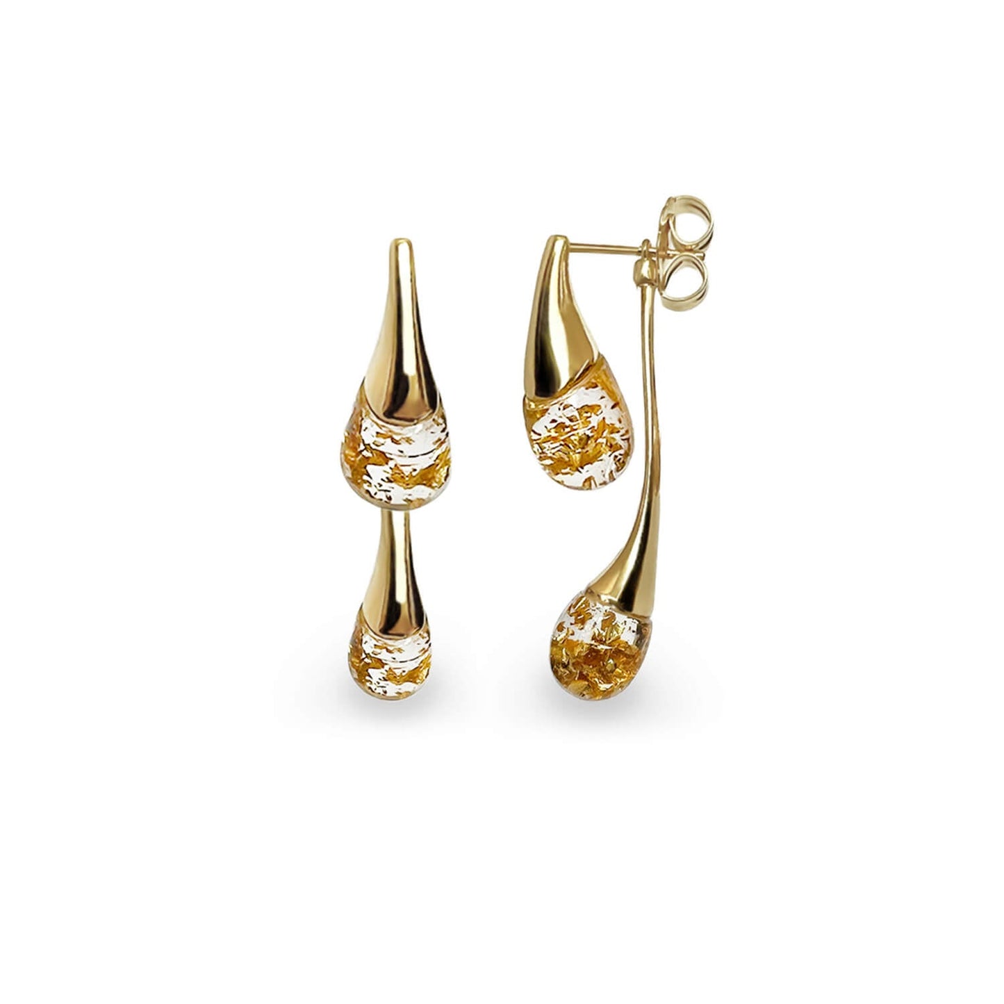 TEEK - Interchangeable Double Drop Earrings JEWELRY TEEK GNH CLEAR GOLD LEAF