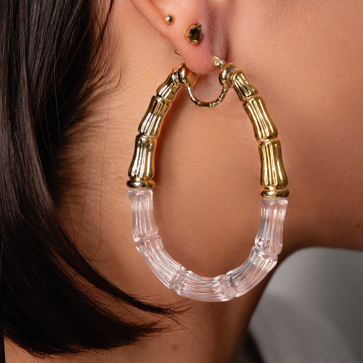 TEEK - Duchess Bamboo Lucite Hoop Earrings JEWELRY TEEK GNH