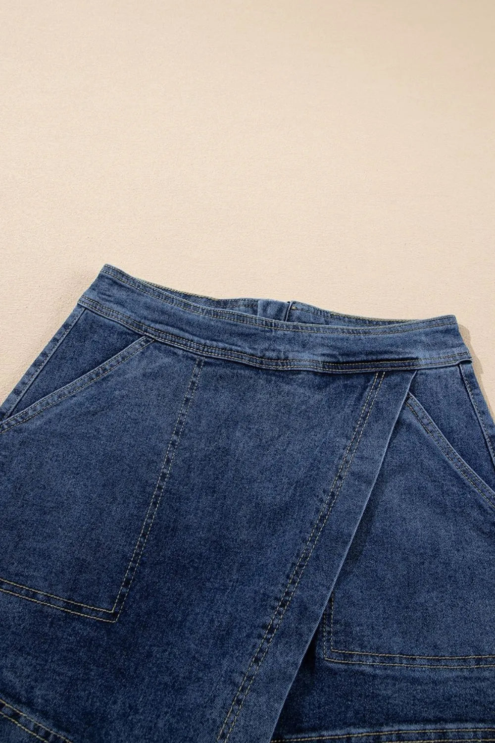 TEEK - Asymmetrical Denim Pocketed Skort SKIRT TEEK Trend