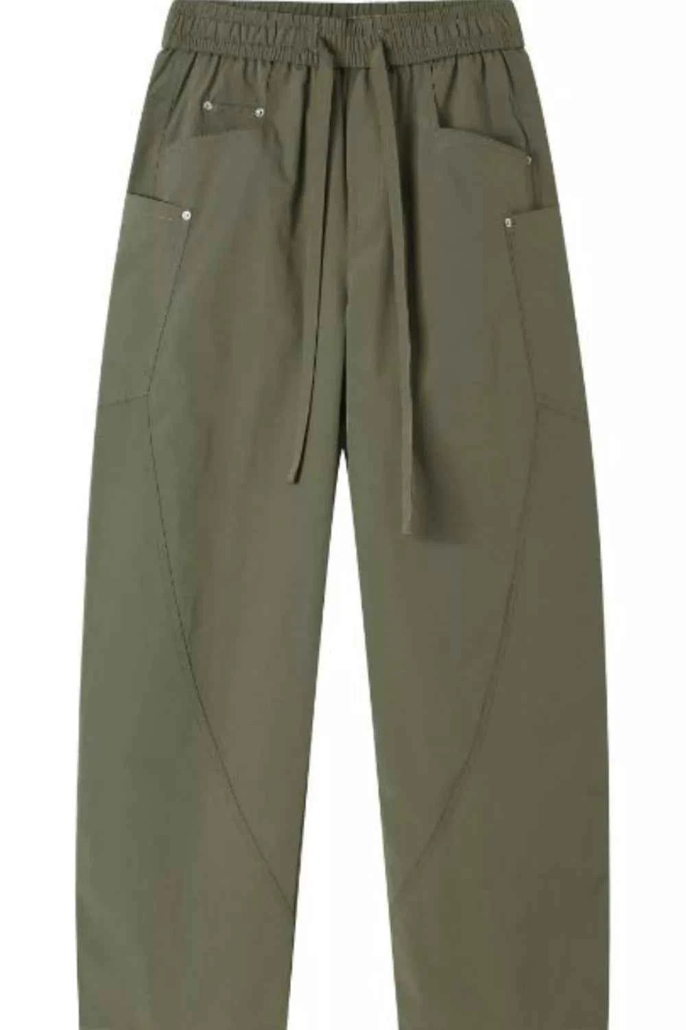 TEEK - Mens Full Size Relaxed Fit Drawstring Cargo Pants Plus Size PANTS TEEK Trend