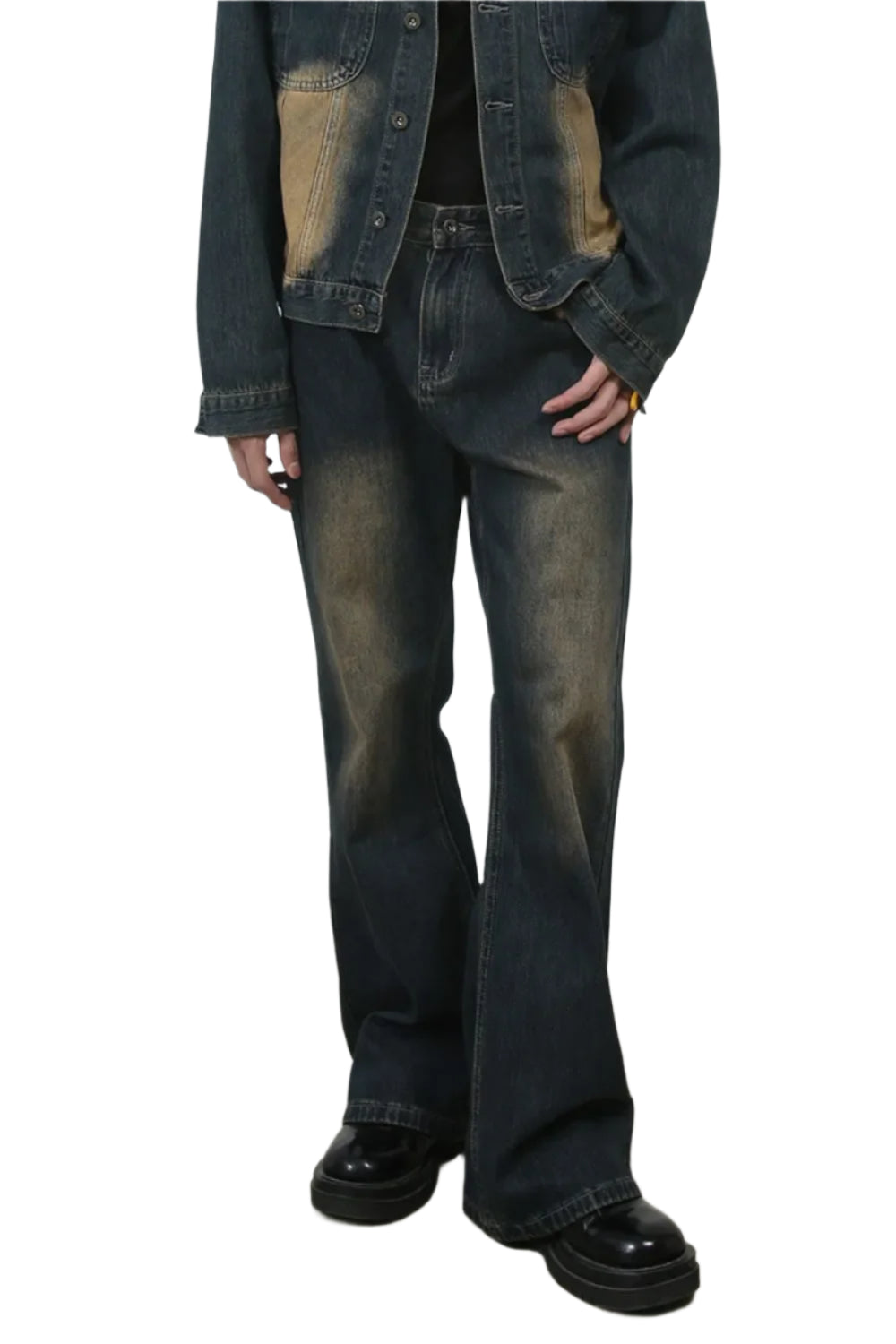 TEEK - Mens Bootcut Baggy Dark Jeans JEANS TEEK Trend XS