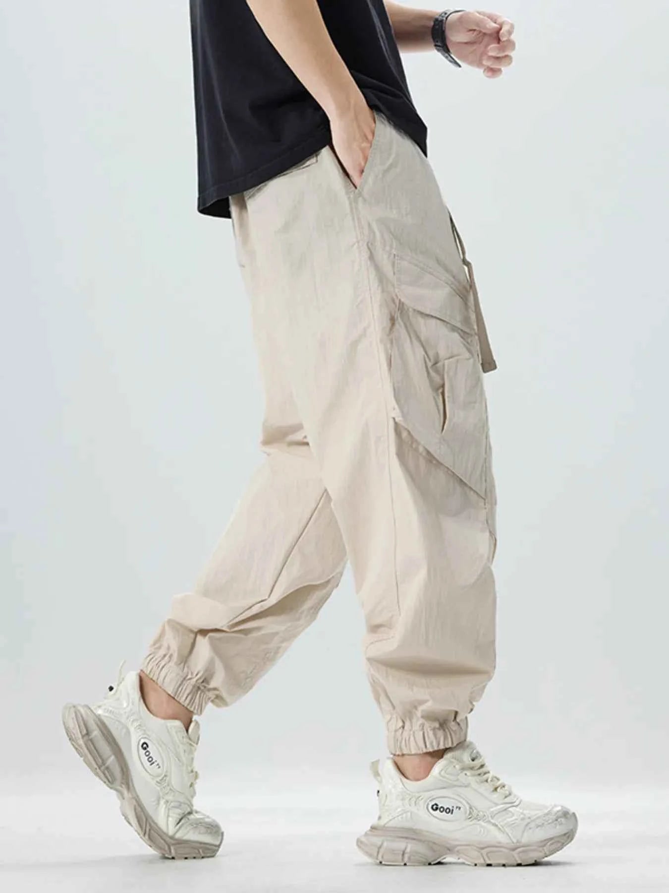 TEEK - Mens Full Size Lightweight Cargo Pants with Adjustable Belt Plus Size PANTS TEEK Trend