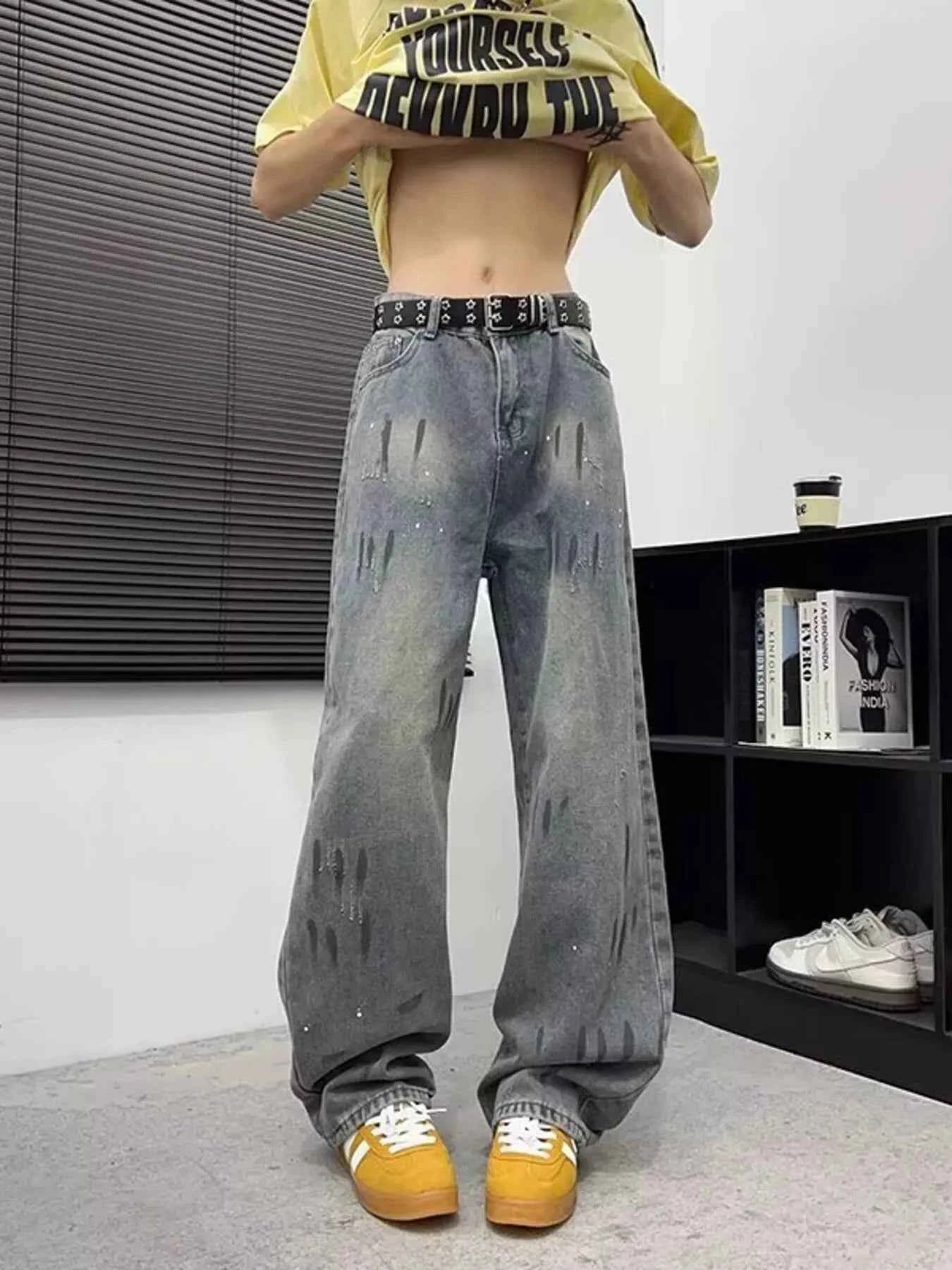 Men's Full Size Wide-Leg Jeans Plus Size Trendsi