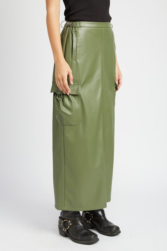 TEEK - LEATHERY CARGO MAXI SKIRT SKIRT TEEK FG   