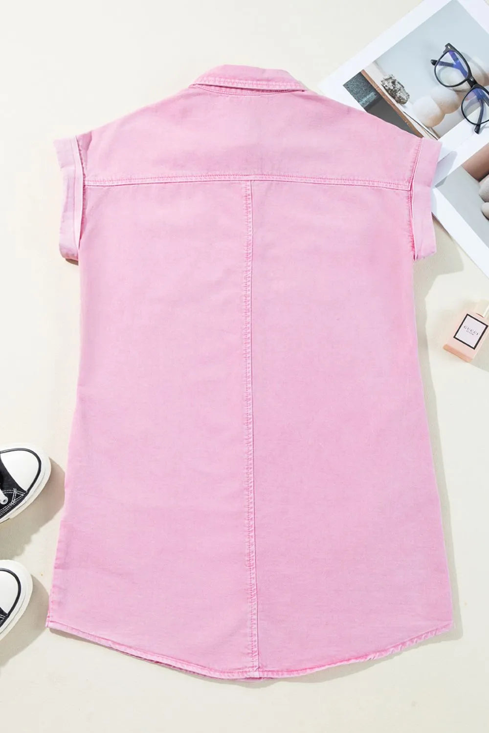 TEEK - Button Down Short Sleeve Denim Dress DRESS TEEK Trend