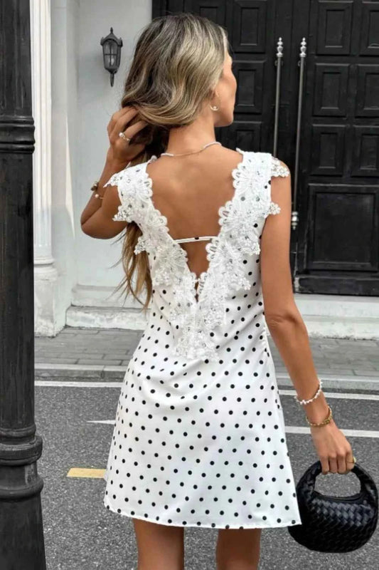 TEEK - Lace Trim Polka Dot Mini Dress DRESS TEEK Trend