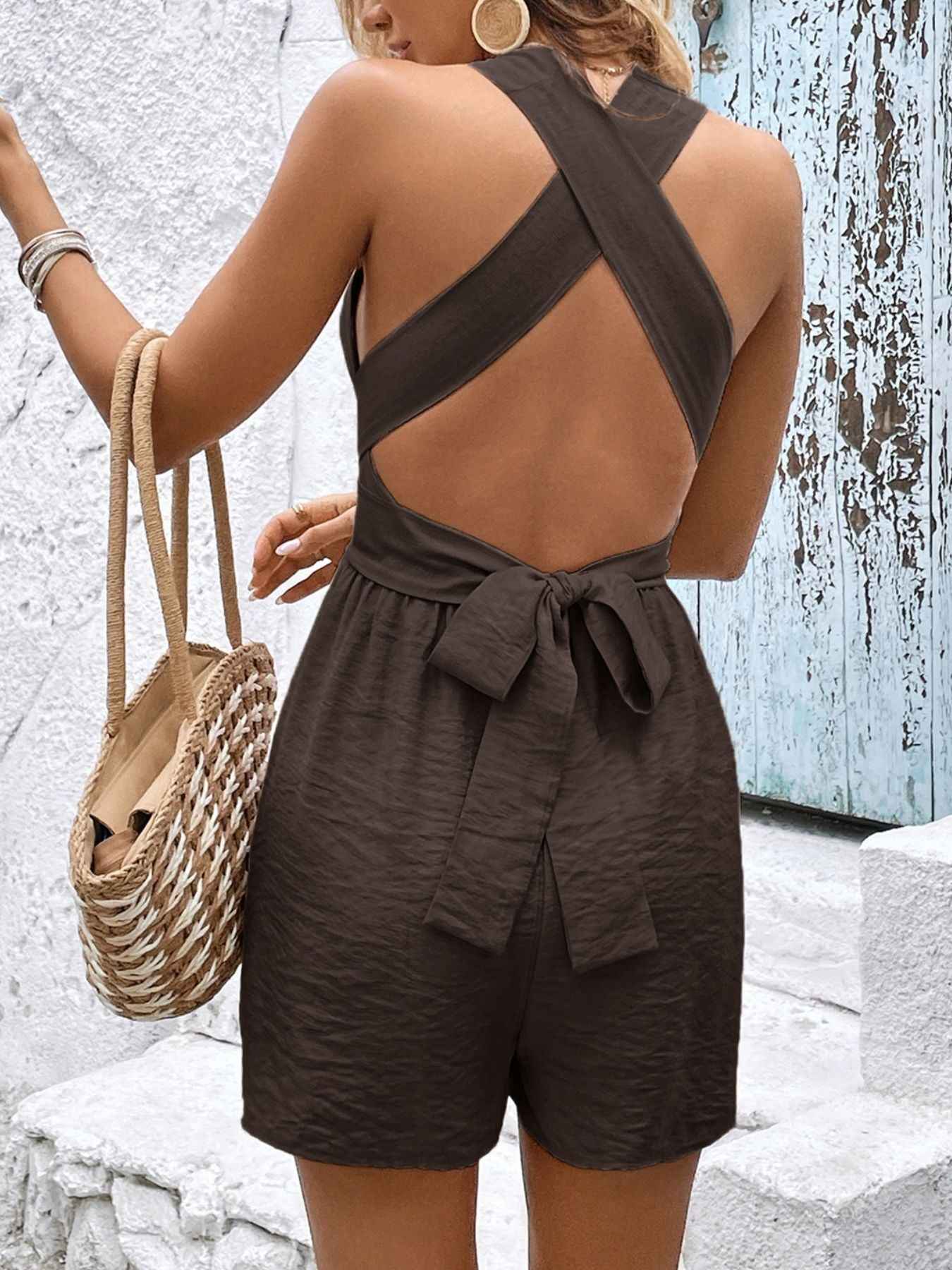 TEEK - Crisscross Back Sleeveless Romper JUMPSUIT TEEK Trend