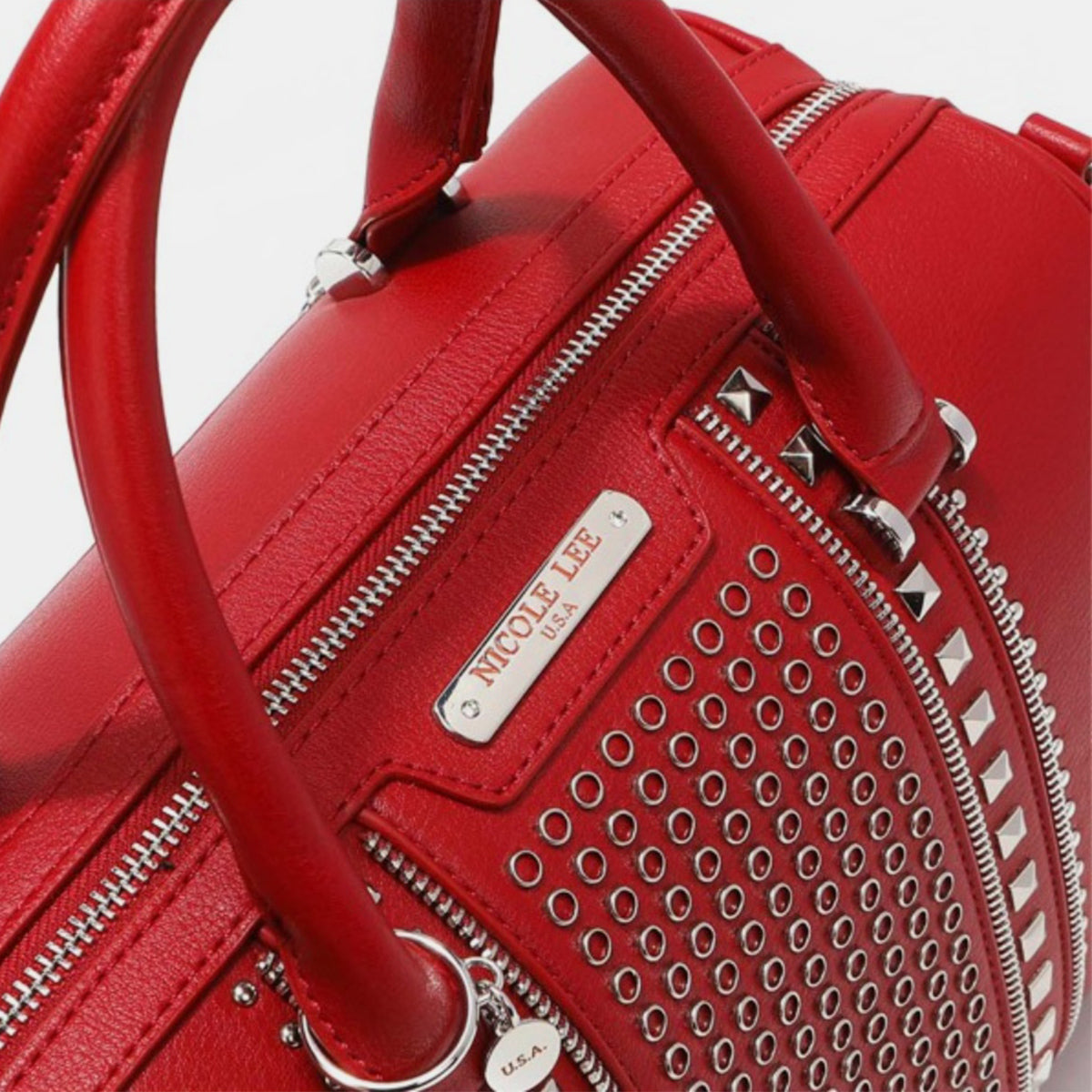TEEK - Red NL Studded Boston Bag BAG TEEK Trend   
