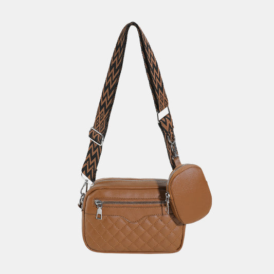 TEEK - Stitching Zipped Combo Shoulder Bag BAG TEEK Trend Caramel  