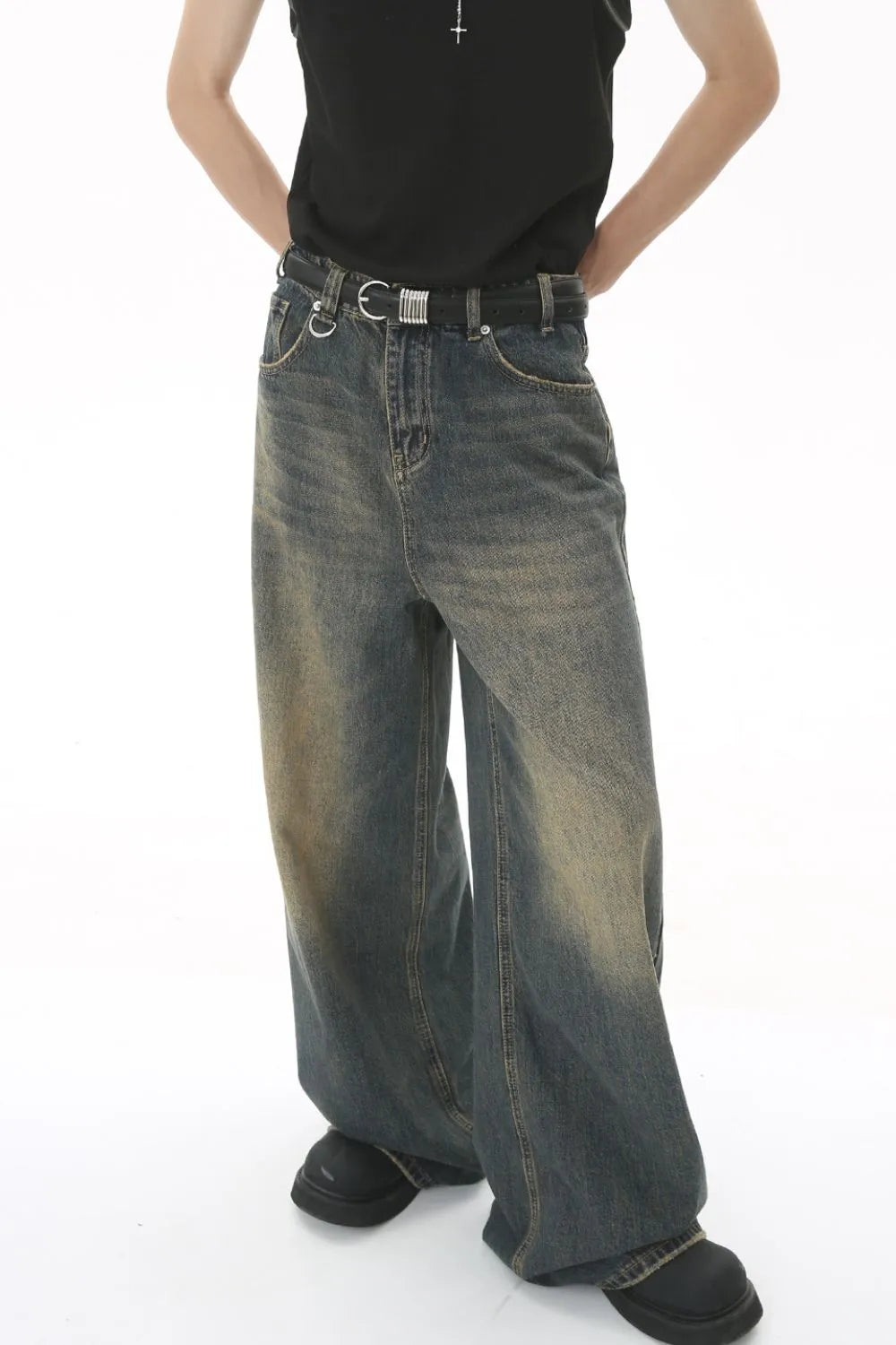 TEEK - Mens Low Rise Wide Leg Pocketed Jeans JEANS TEEK Trend