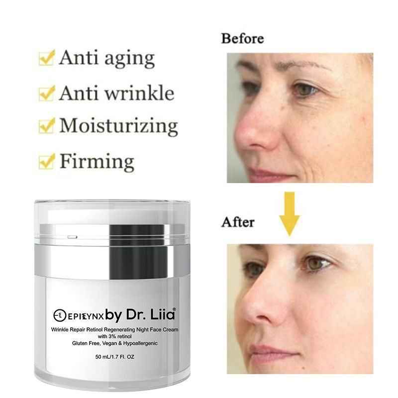 Wrinkle Repair Retinol Night Cream – Vegan, Gluten-Free, Regenerating Anti-Aging Moisturizer Face Creams EpiLynx