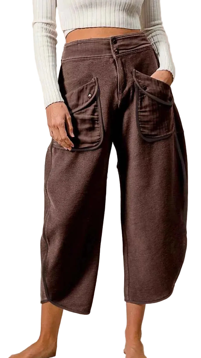 TEEK - Washed Terry Pants with Pockets PANTS TEEK Trend VINTAGE MOCHA S