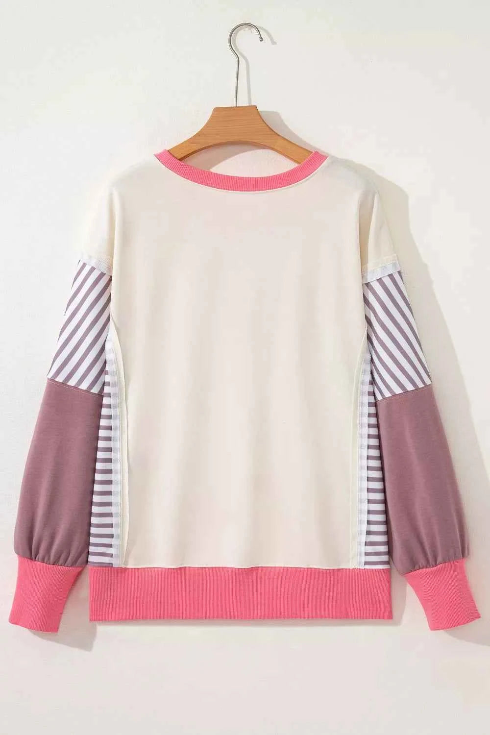 TEEK - Color Block Striped Patchwork Dolman Slit Sweatshirt TOPS TEEK Trend
