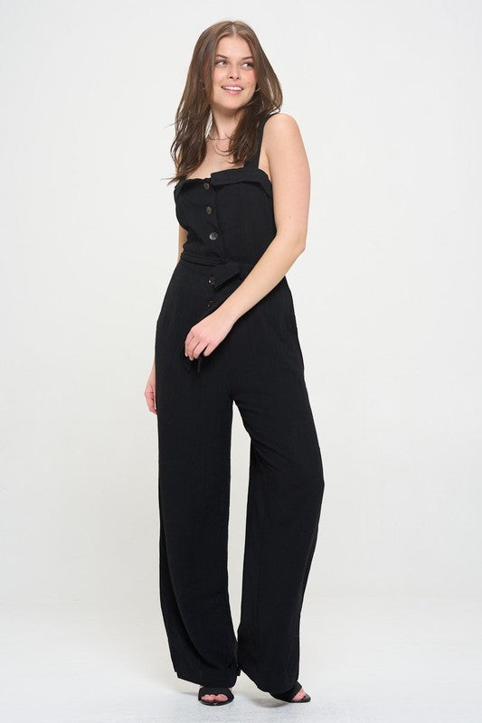 TEEK - PLUS SIZE SLEEVELESS ADJUSTABLE STRAP BUTTON JUMPSUIT JUMPSUIT TEEK FG   