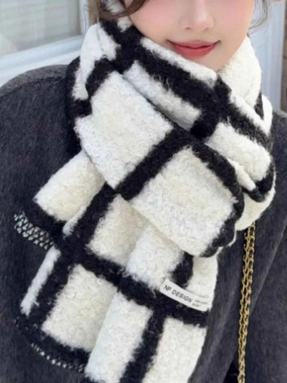 Plaid Pattern Winter Scarf Trendsi