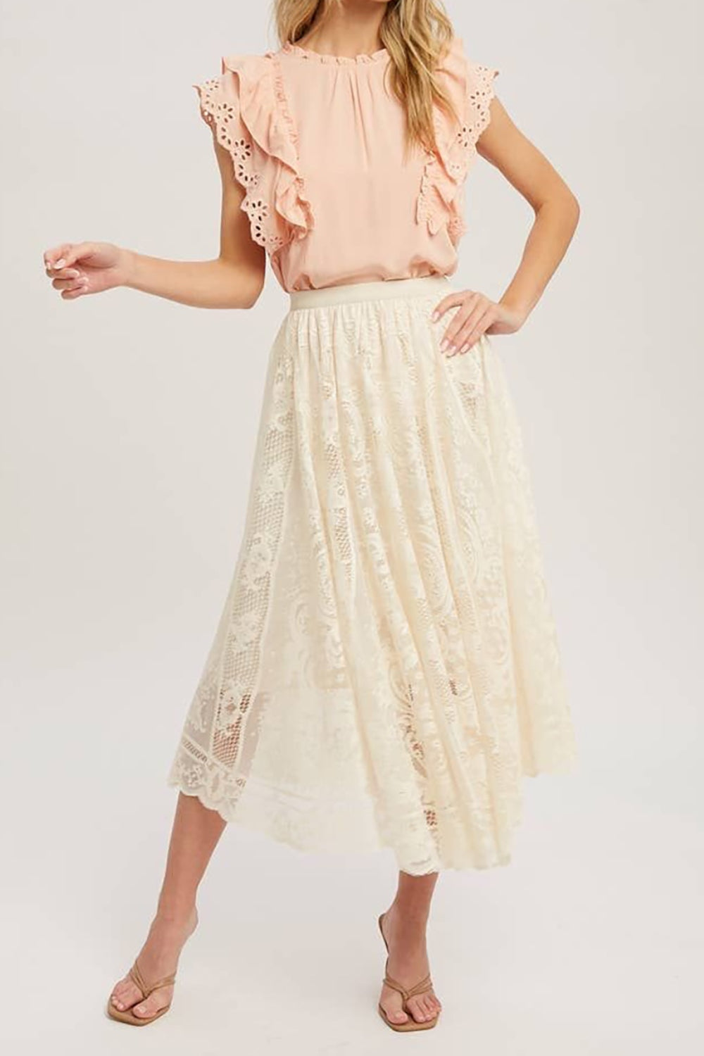 TEEK - Lace High Waist Midi Skirt SKIRT TEEK Trend   