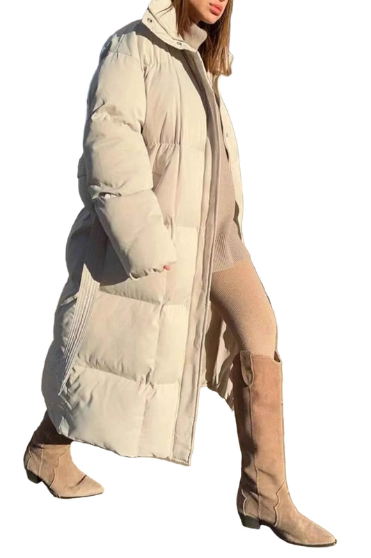 TEEK - Longline Padded Winter Belted Coat COAT TEEK Trend Ivory White One Size
