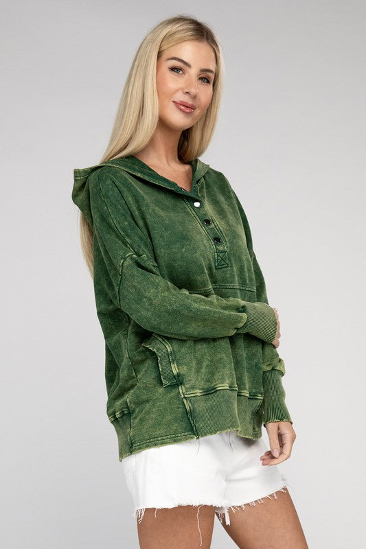 TEEK - French Terry Acid Wash Kangaroo Pocket Hoodie TOPS TEEK FG