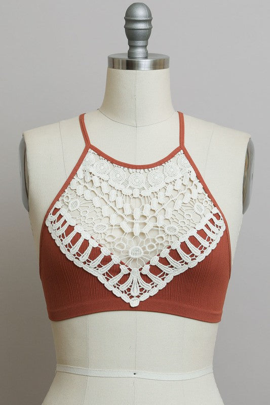 TEEK - Crochet Lace High Neck Bralette TOPS TEEK FG   