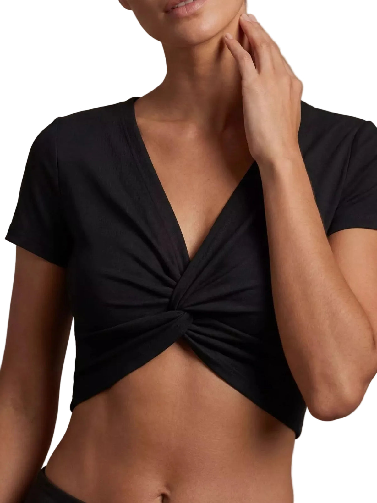 Twist-Front Cropped Top Trendsi Black S