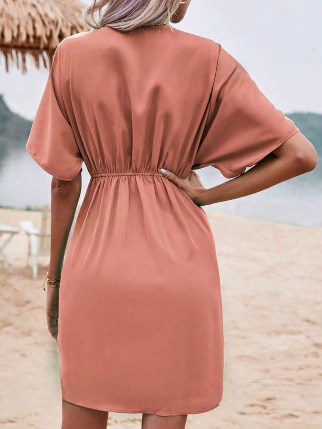 TEEK - Plunge Short Sleeve Mini Dress DRESS TEEK Trend   