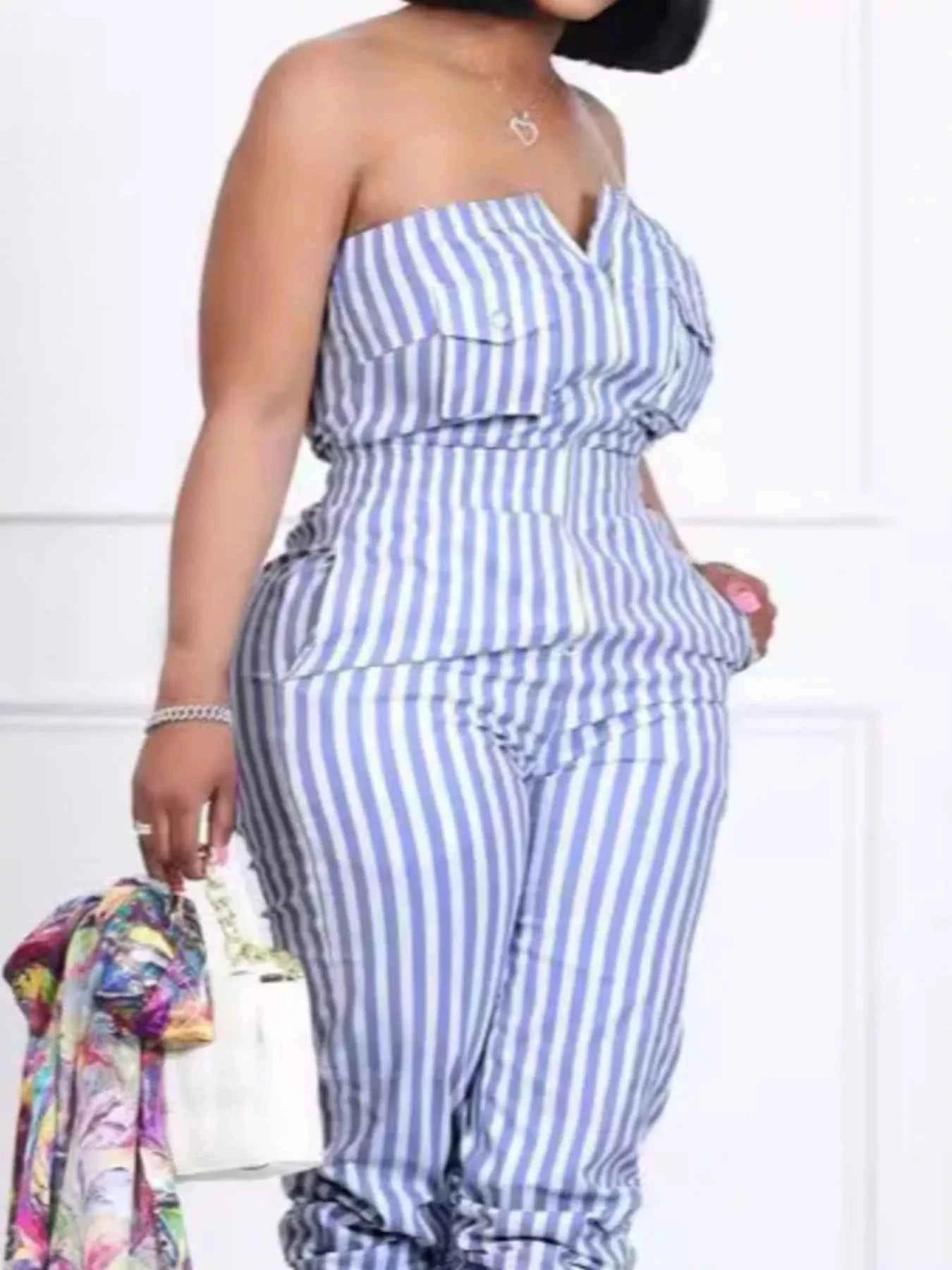 TEEK - Striped Tube Casual Jumpsuit JUMPSUIT TEEK Trend