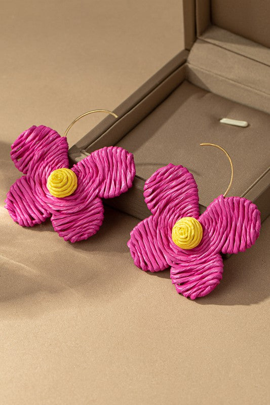 TEEK - Raffia Straw Flower Earrings JEWELRY TEEK FG   