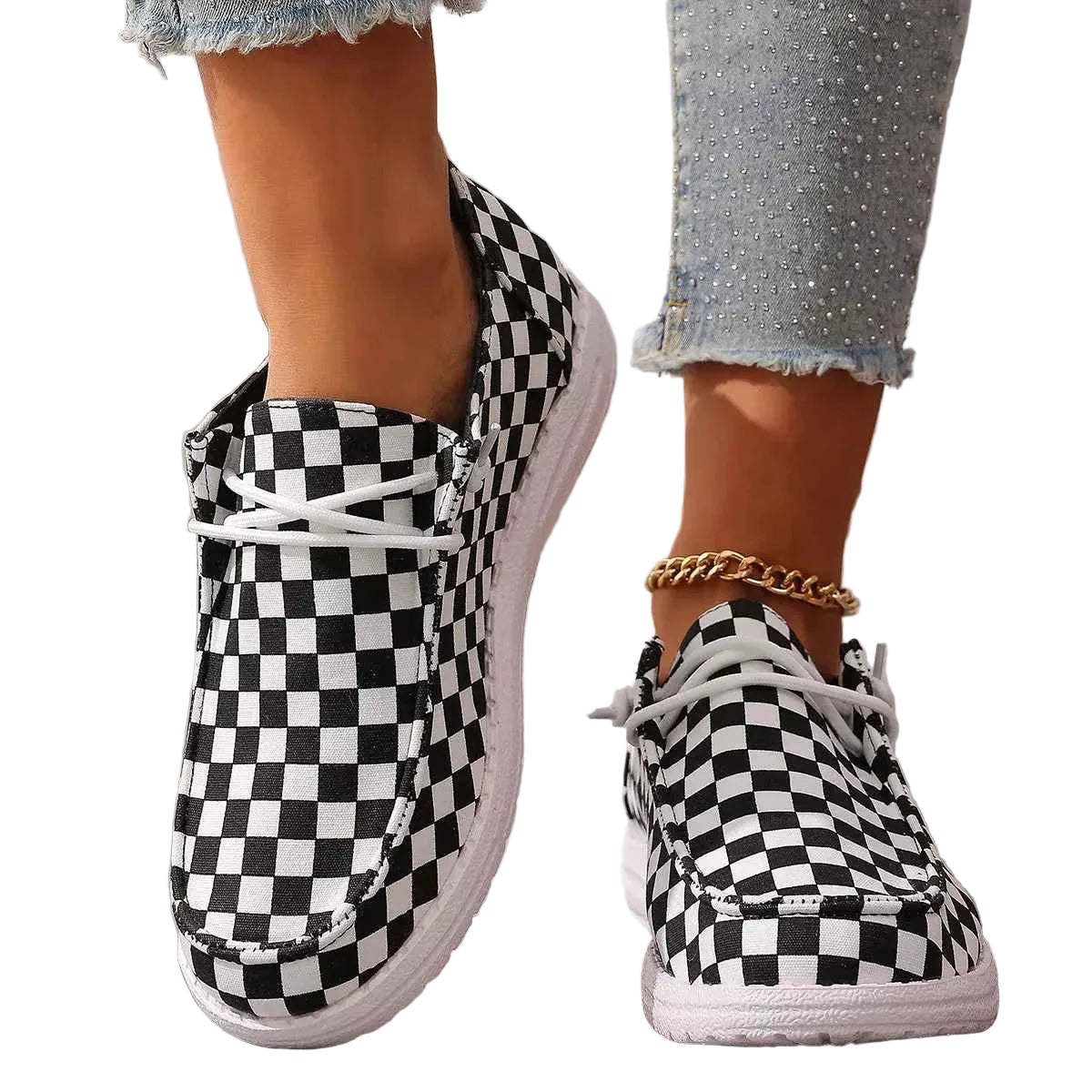 TEEK - Checkerboard Pattern Casual Sneakers SHOES TEEK Trend Black 6