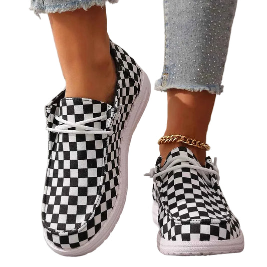 TEEK - Checkerboard Pattern Casual Sneakers SHOES TEEK Trend Black 6