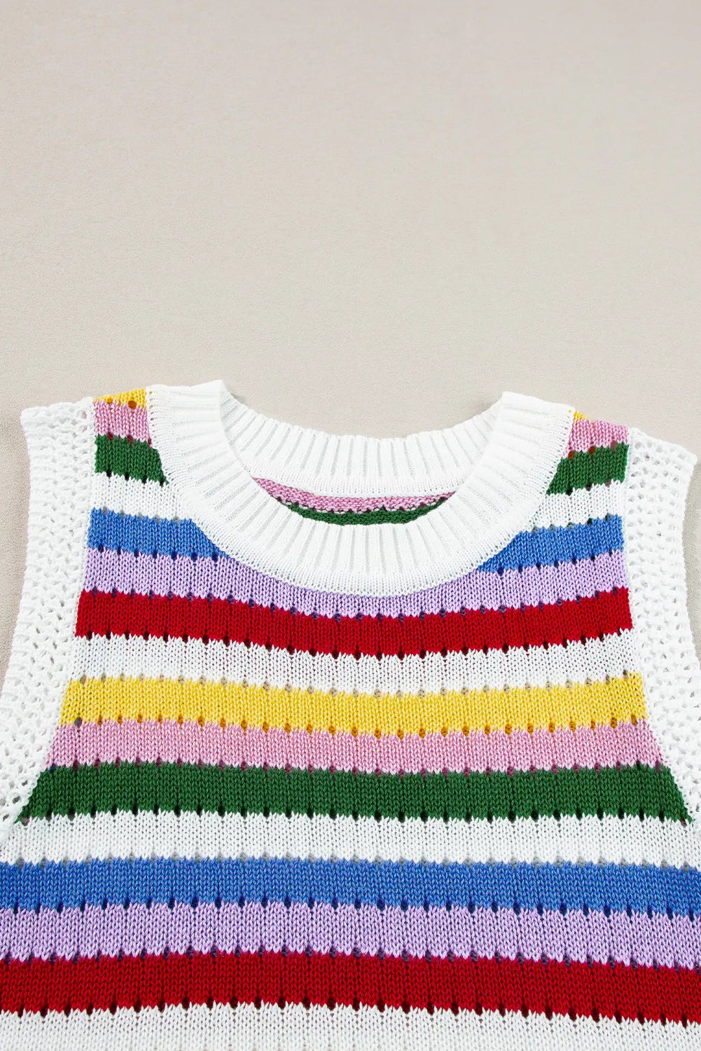 TEEK - Yellow Multicolor Contrast Round Neck Sweater Vest  TEEK Trend   