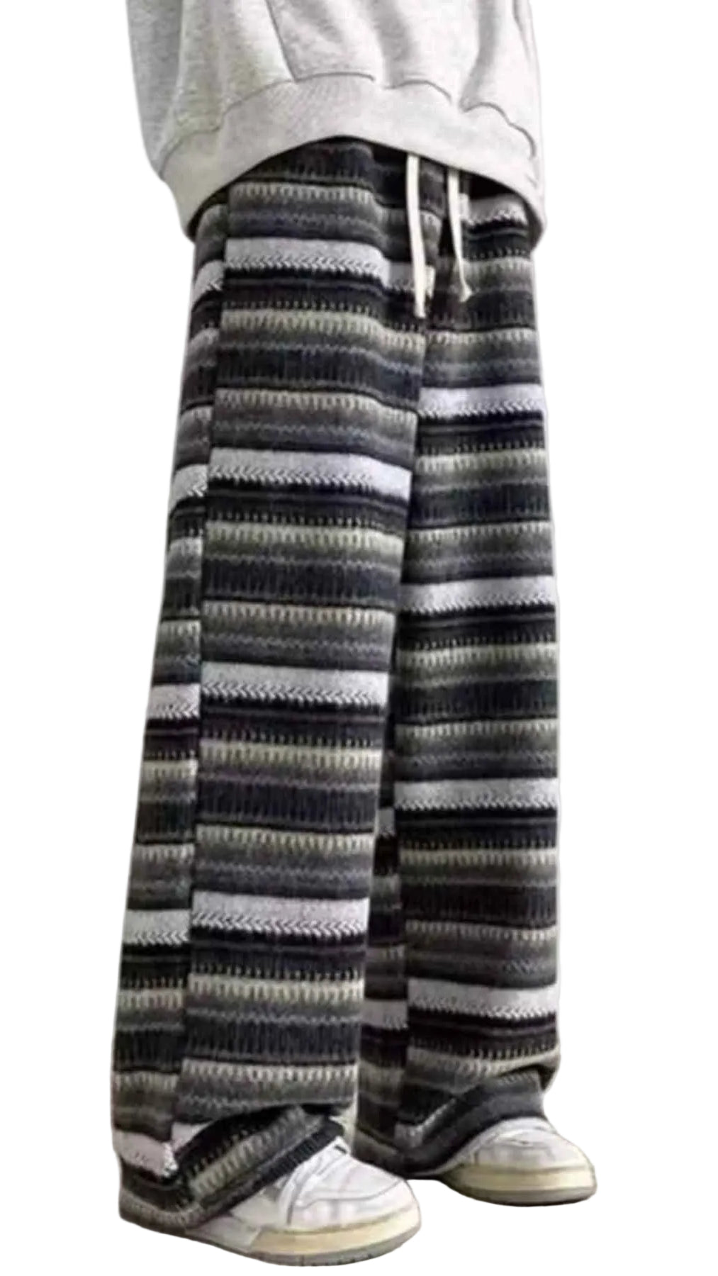 TEEK - Mens Plus Size Drawstring Striped Wide Leg Pants TOPS TEEK Trend Gray M