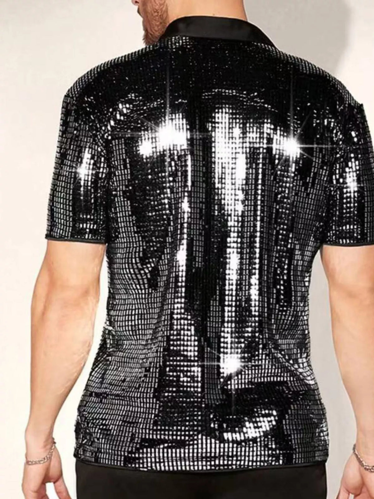 Men's Sequin Button Up Shirt Trendsi