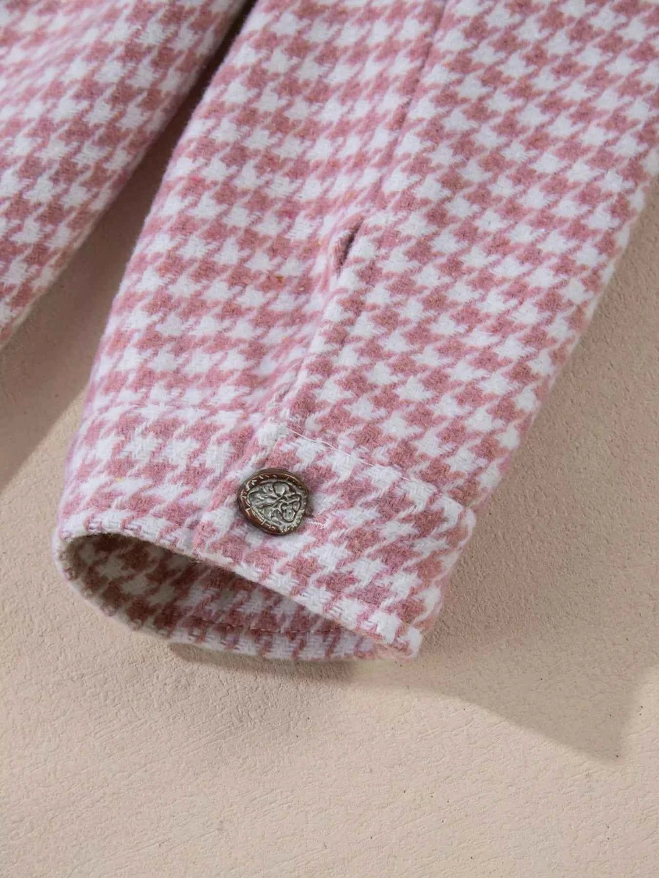 TEEK - Button Down Houndstooth Color Block Shacket TOPS TEEK Trend