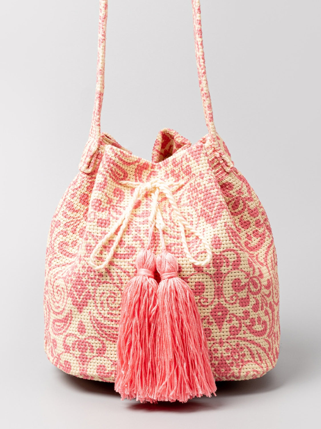 TEEK - Drawstring Tassel Geometric Shoulder Bag BAG TEEK Trend Carnation Pink  