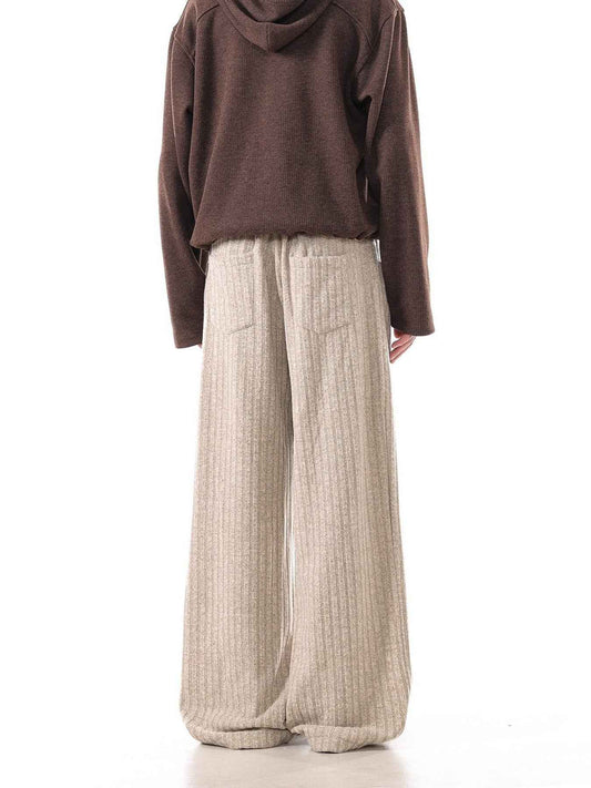 Men's Plus Size Ribbed Knit Loose Fit Pants Trendsi