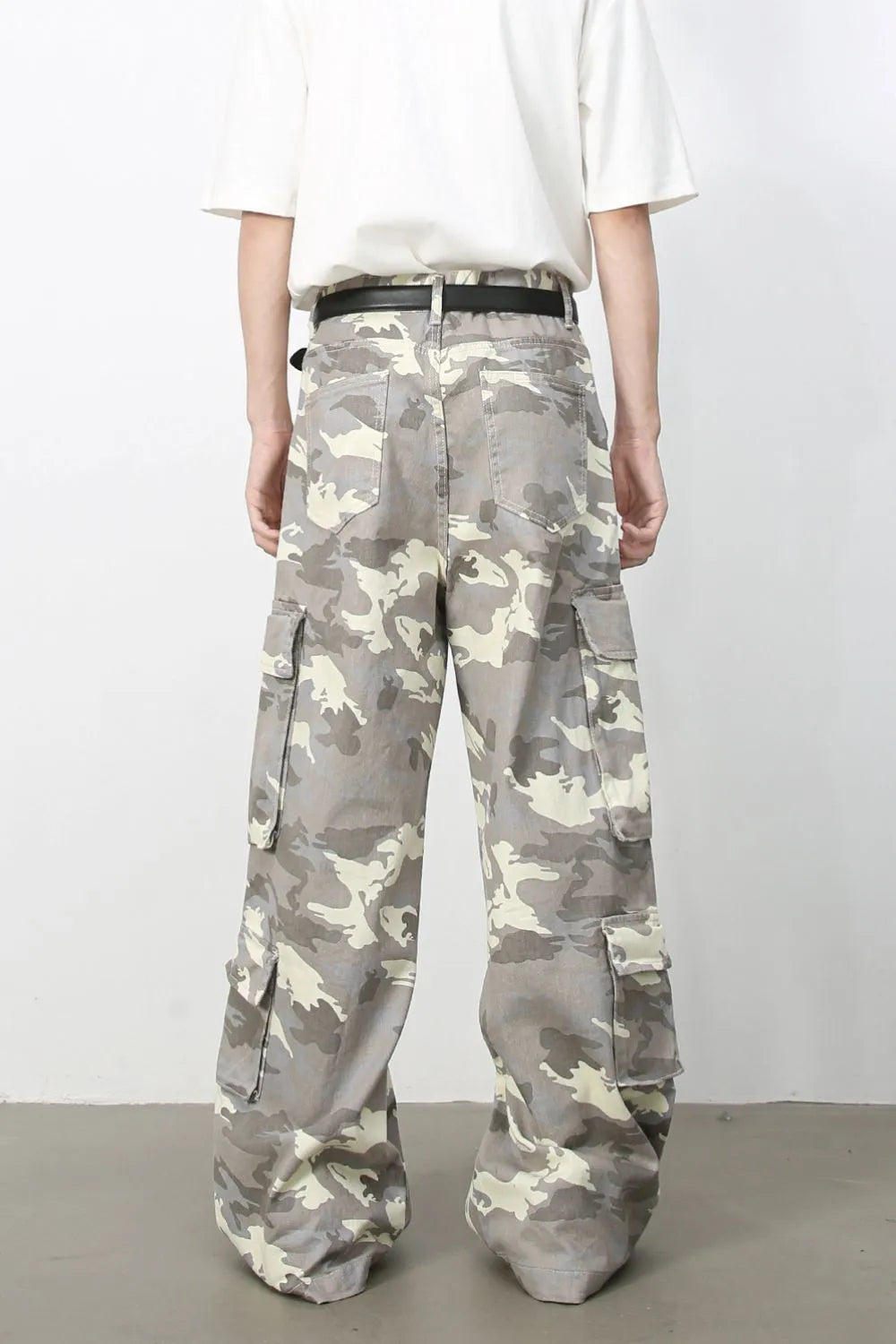 TEEK - Mens Grey Camouflage Wide Leg Cargo Jeans JEANS TEEK Trend