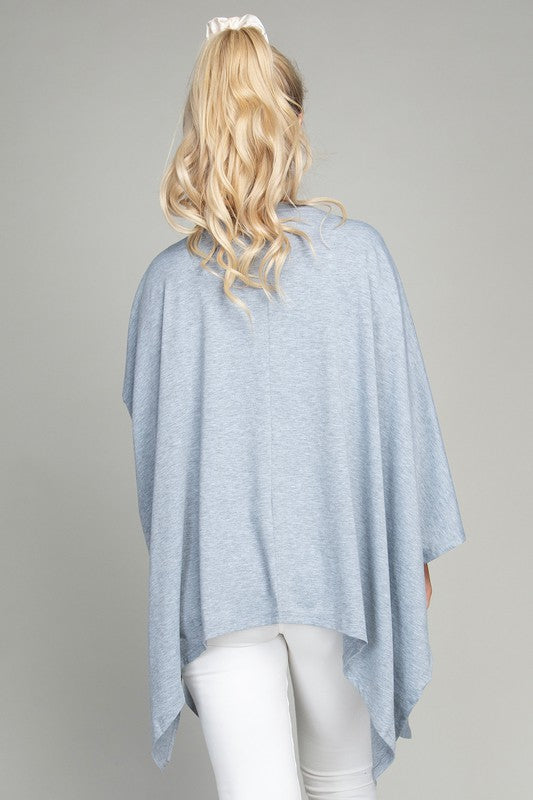 TEEK - Blue Gray Drop Shoulder Open Front Cardigan SWEATER TEEK FG   