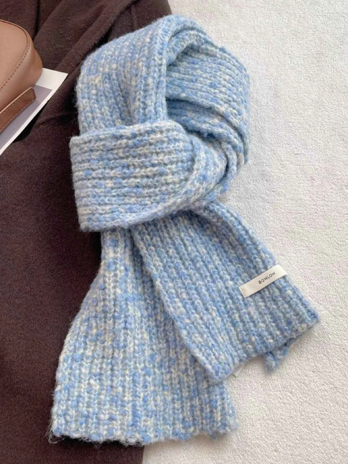 Cozy Knitted Winter Scarf Trendsi Milk Blue ONESIZE