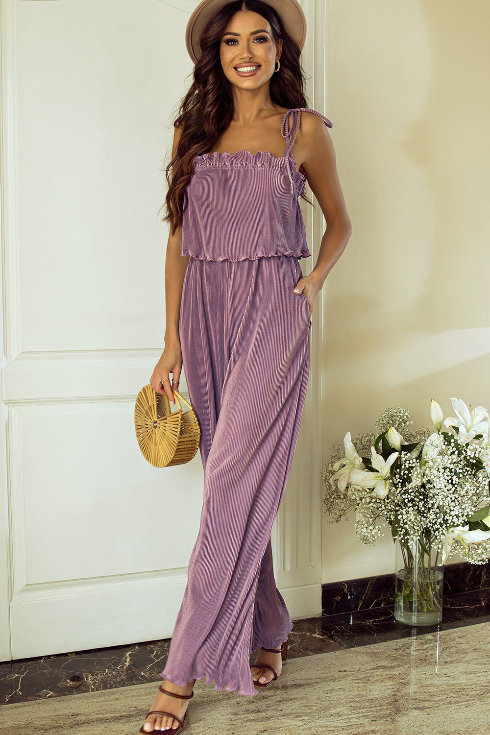 TEEK - Dusty Purple Square Neck Spaghetti Strap Jumpsuit JUMPSUIT TEEK Trend S  