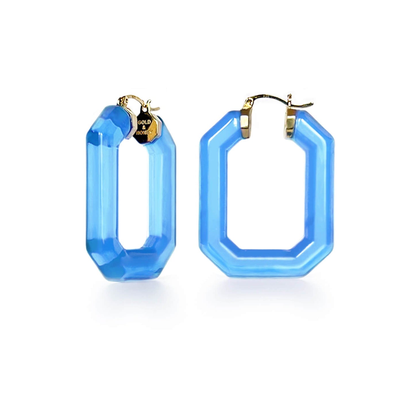 TEEK - Emerald Gem Lucite Hoop Earrings JEWELRY TEEK GNH BLUE