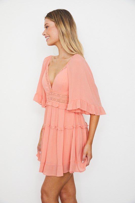 TEEK - Blush Flutter Sleeved Dress DRESS TEEK FG   